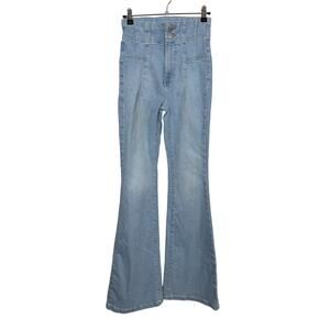 Free People Jayde Flare Jeans Womens 25 Blue High Rise Light Wash Stretch